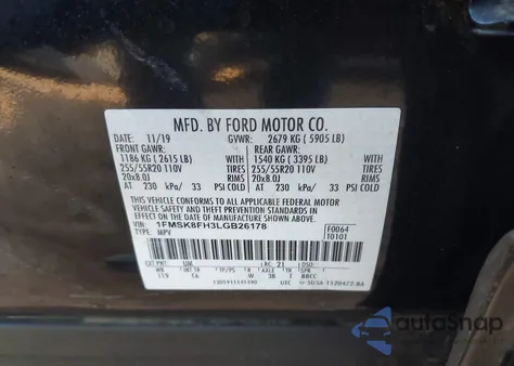 2020 Ford Explorer Limited from USA, damaged, VIN 1FMSK8FH3LGB26178